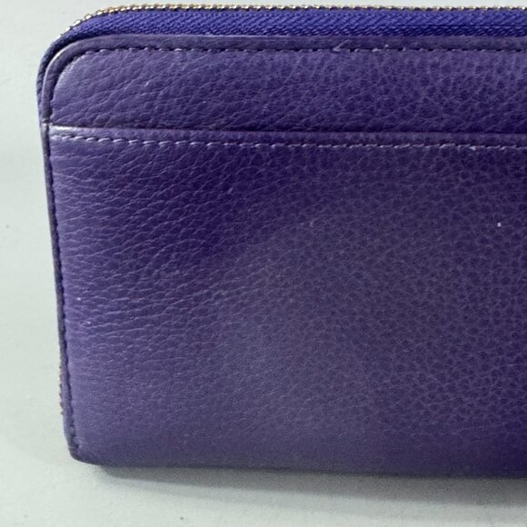 Kate Spade Lacey Cobble Hill Dark Violet Leather Zip Clutch Wallet (Ret$198) - Picture 6 of 15